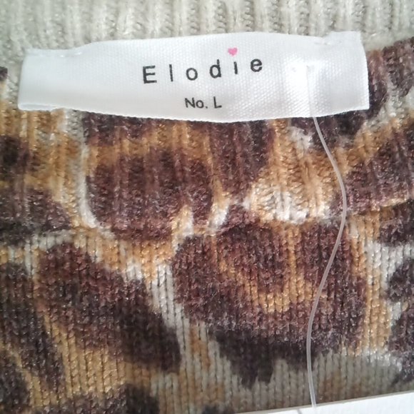 Elodie Women's Knit Animal Instinct Print Sweater Size L Brown Leopard Print - Picture 4 of 4